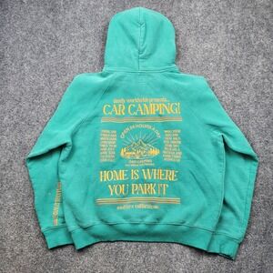 Dandy Worldwide Hoodie Unisex Medium Green Car Camping Graphic Fleece Pullover